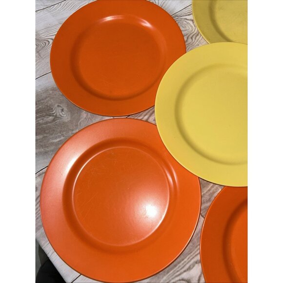 VTG RARE Lot Of 6 Plates Beetleware Melamine Yellow Gold and Orange - Picture 7 of 9